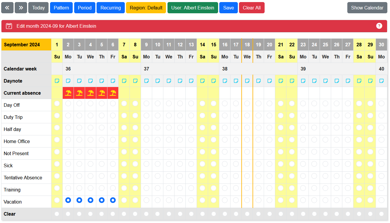 TeamCal Neo Calendar Edit