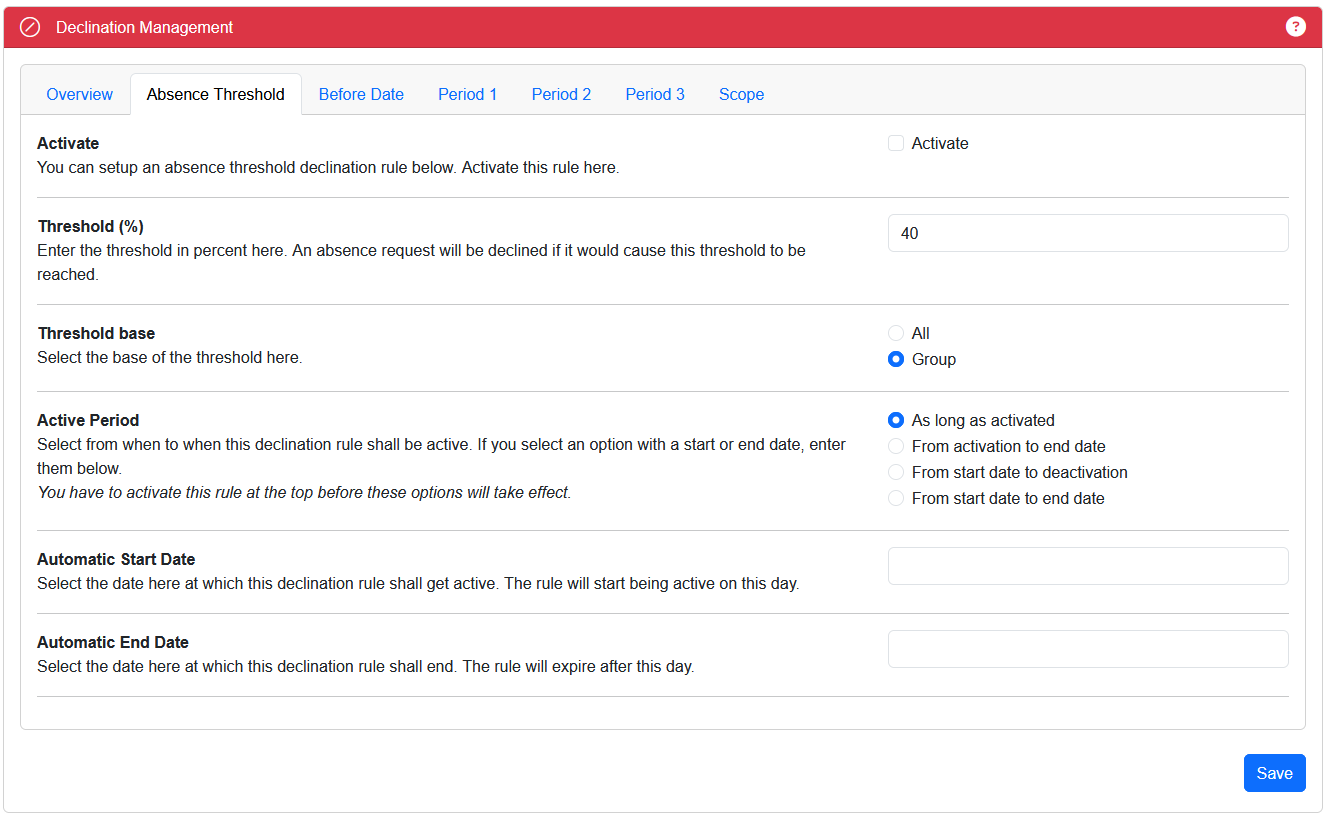 TeamCal Neo Declination Management