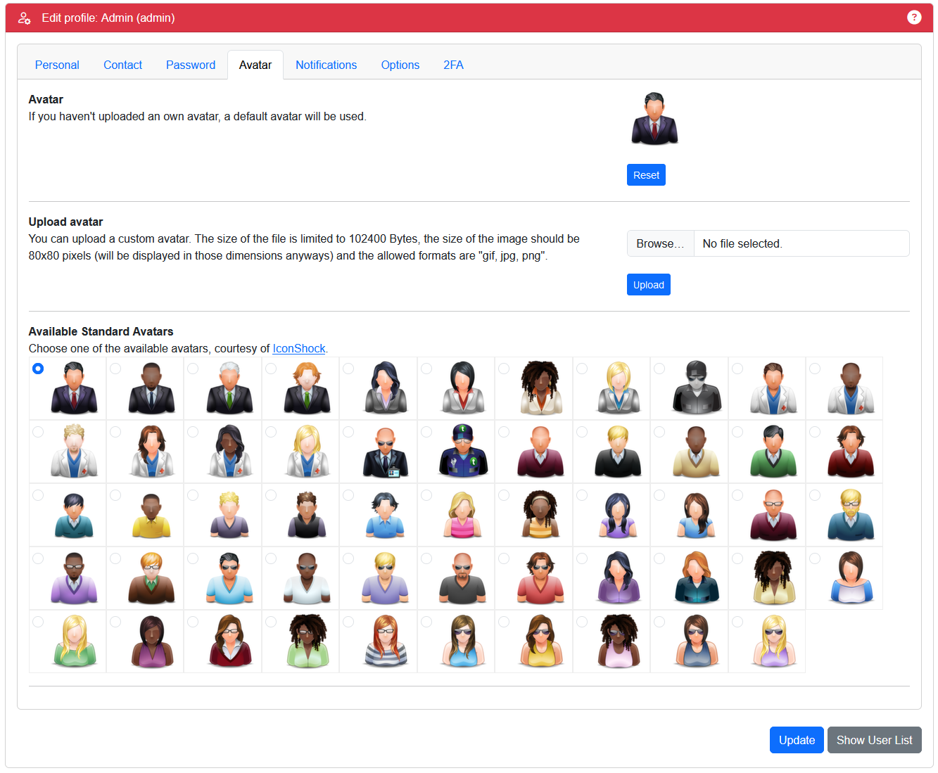 TeamCal Neo Edit Profile