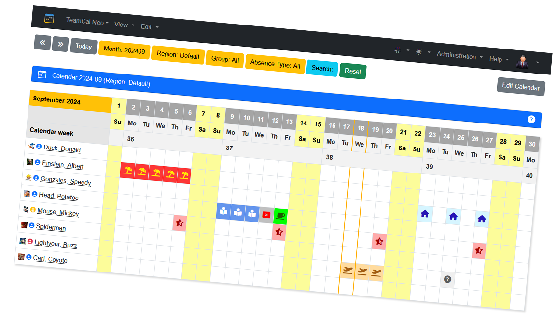 TeamCal Neo Calendar Transformed